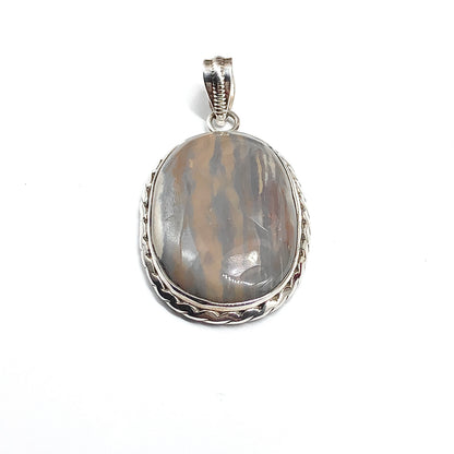 Big Tree Bark Camo Agate Sterling Silver Pendant