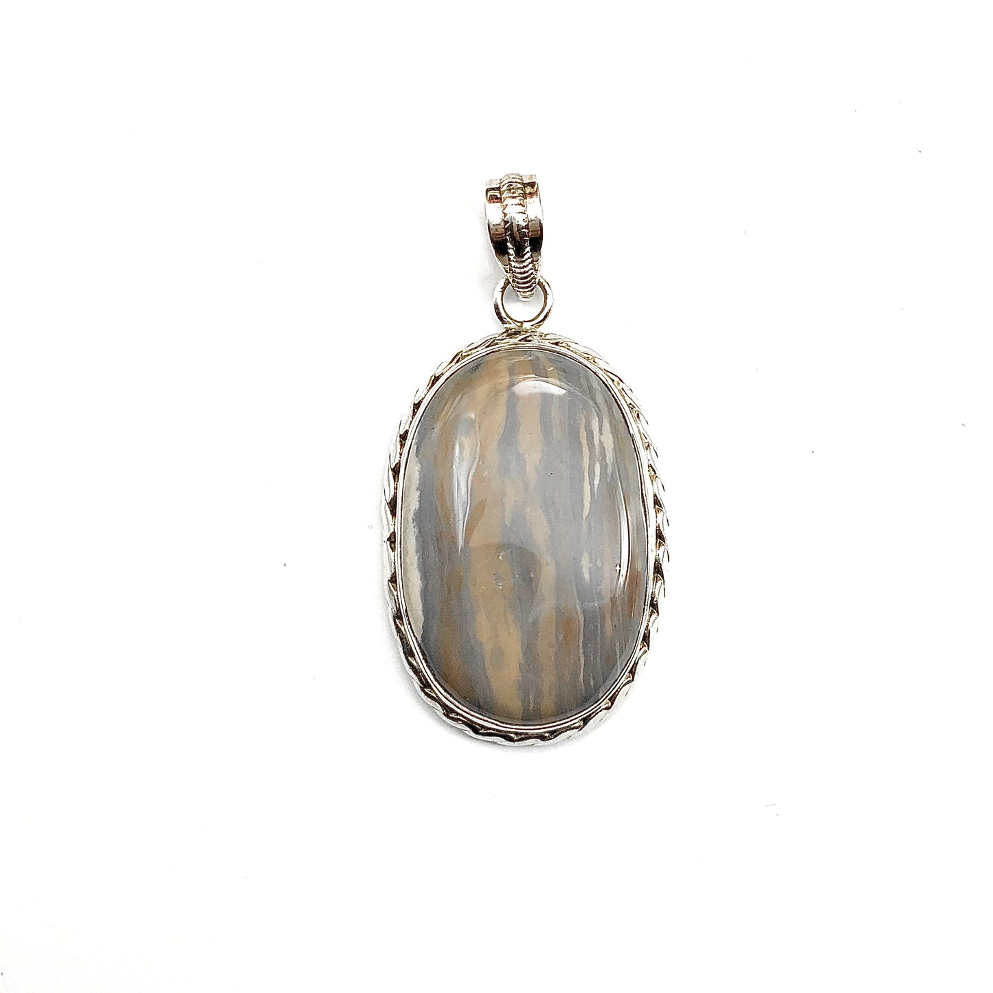 Big Tree Bark Camo Agate Sterling Silver Pendant