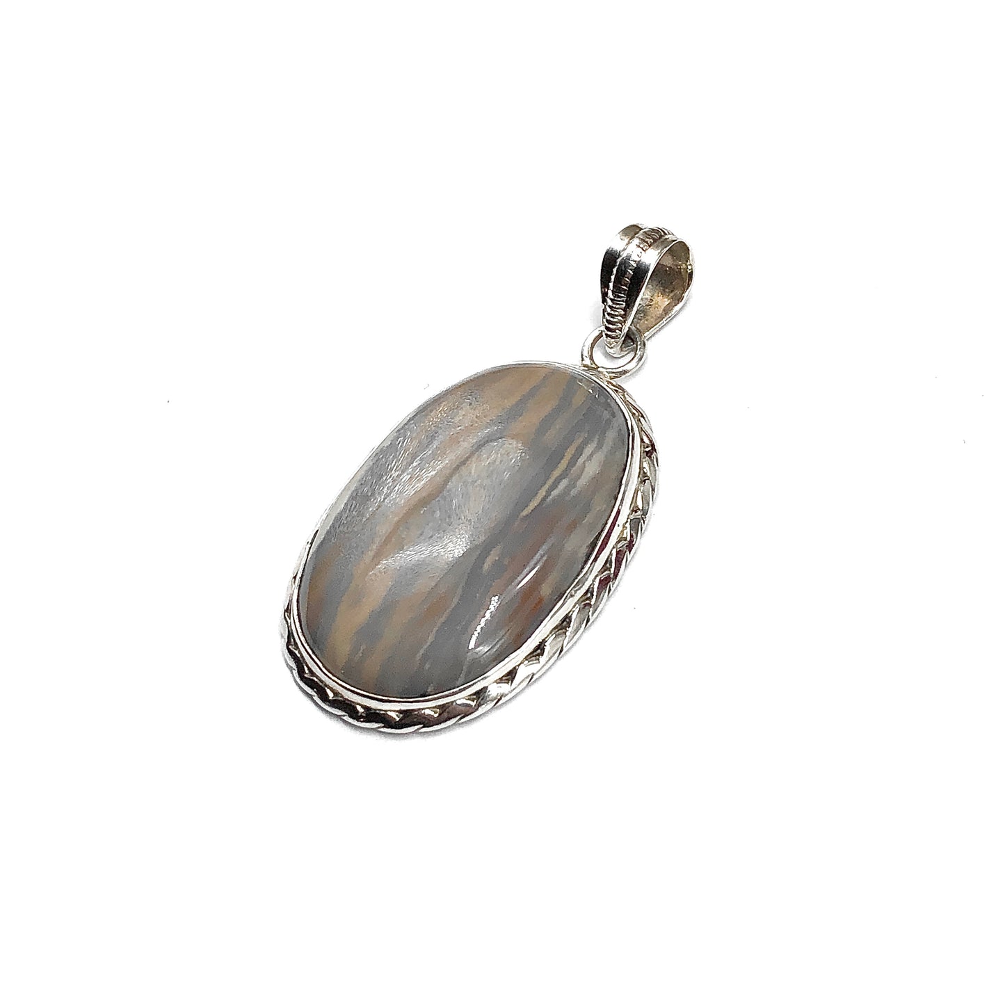 Big Tree Bark Camo Agate Sterling Silver Pendant