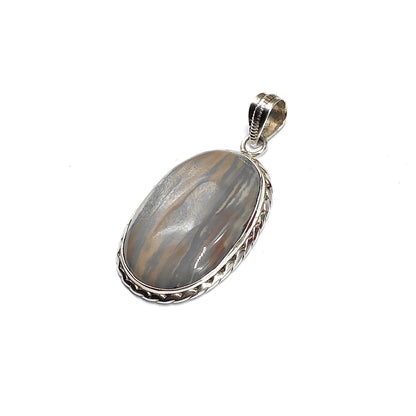 Big Tree Bark Camo Agate Sterling Silver Pendant