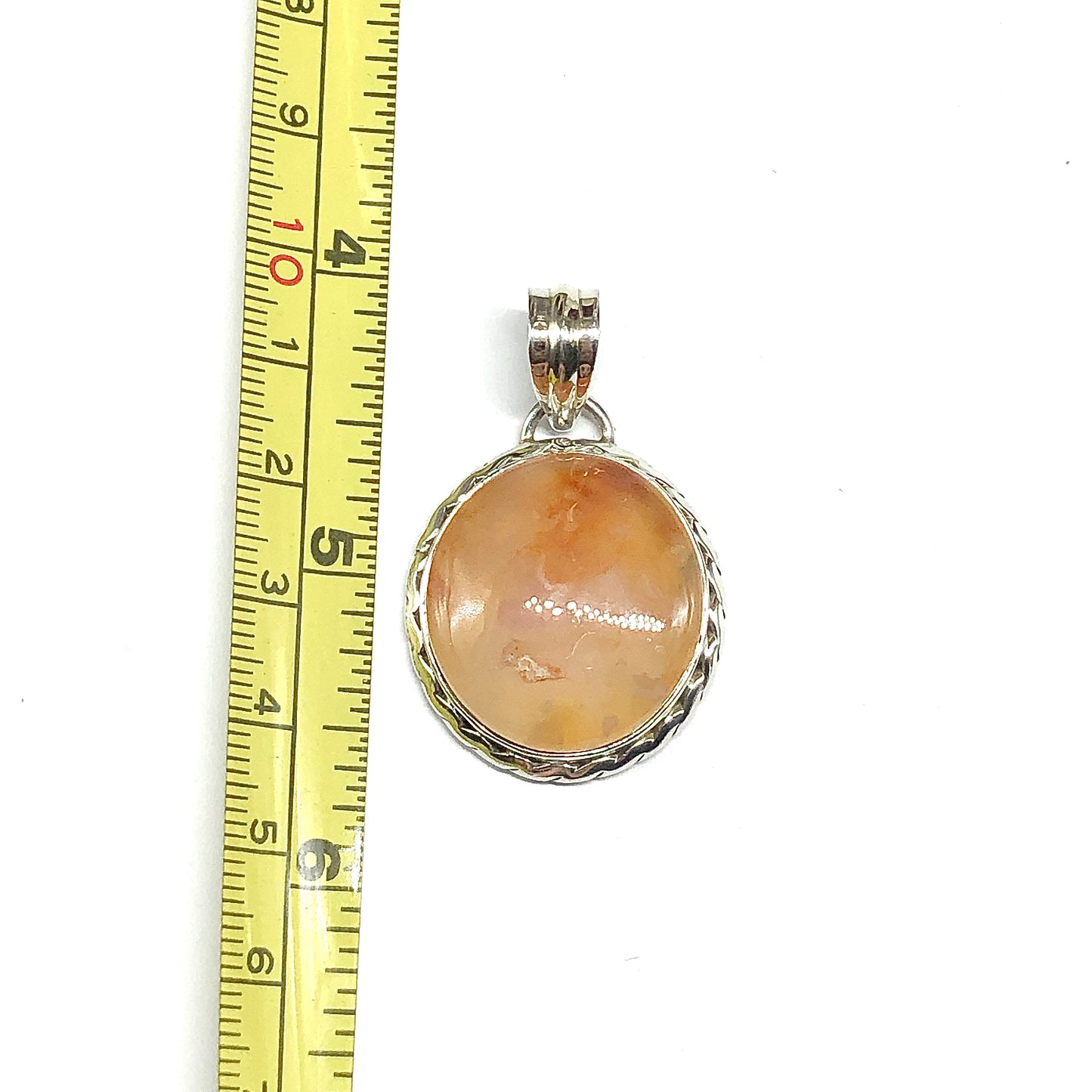Sterling Silver Pendant, Striking Round Full Moon Carnelian 925 Silver Pendant