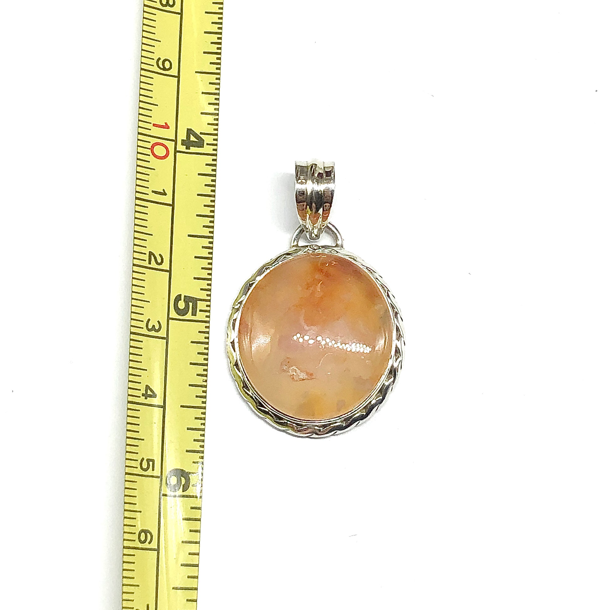 Sterling Silver Pendant, Striking Round Full Moon Carnelian 925 Silver Pendant