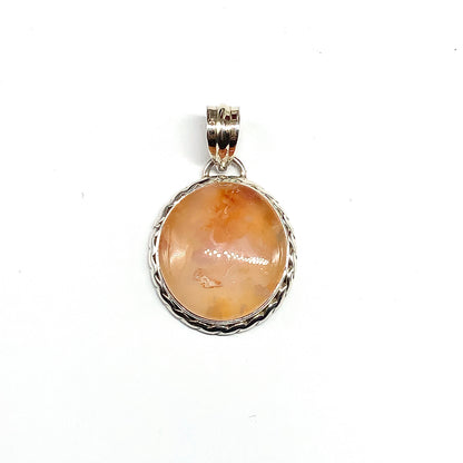 Striking Full Moon Carnelian Stone Sterling Silver Pendant