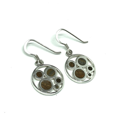 Bamboo Circle Design Sterling Silver Earrings + 15in Pendant Necklace set