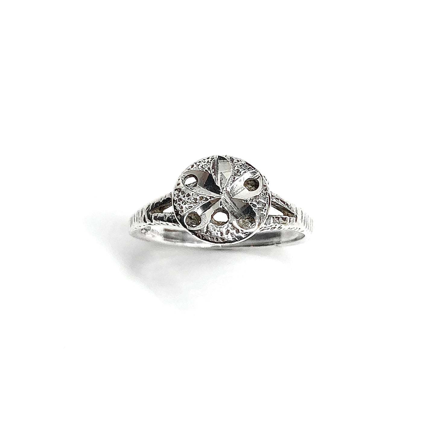 Sterling Silver Band, Sand dollar Ring sz6.75, Vintage 80s Beach Style Jewelry, Womens Sterling Silver Ring