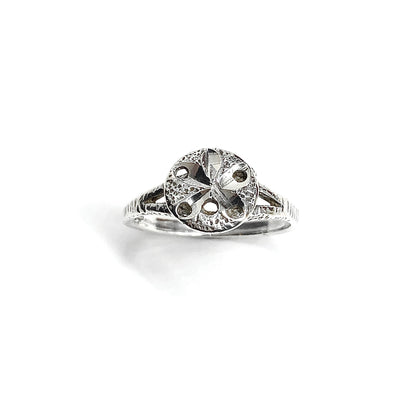 Sterling Silver Band, Sand dollar Ring sz6.75, Vintage 80s Beach Style Jewelry, Womens Sterling Silver Ring