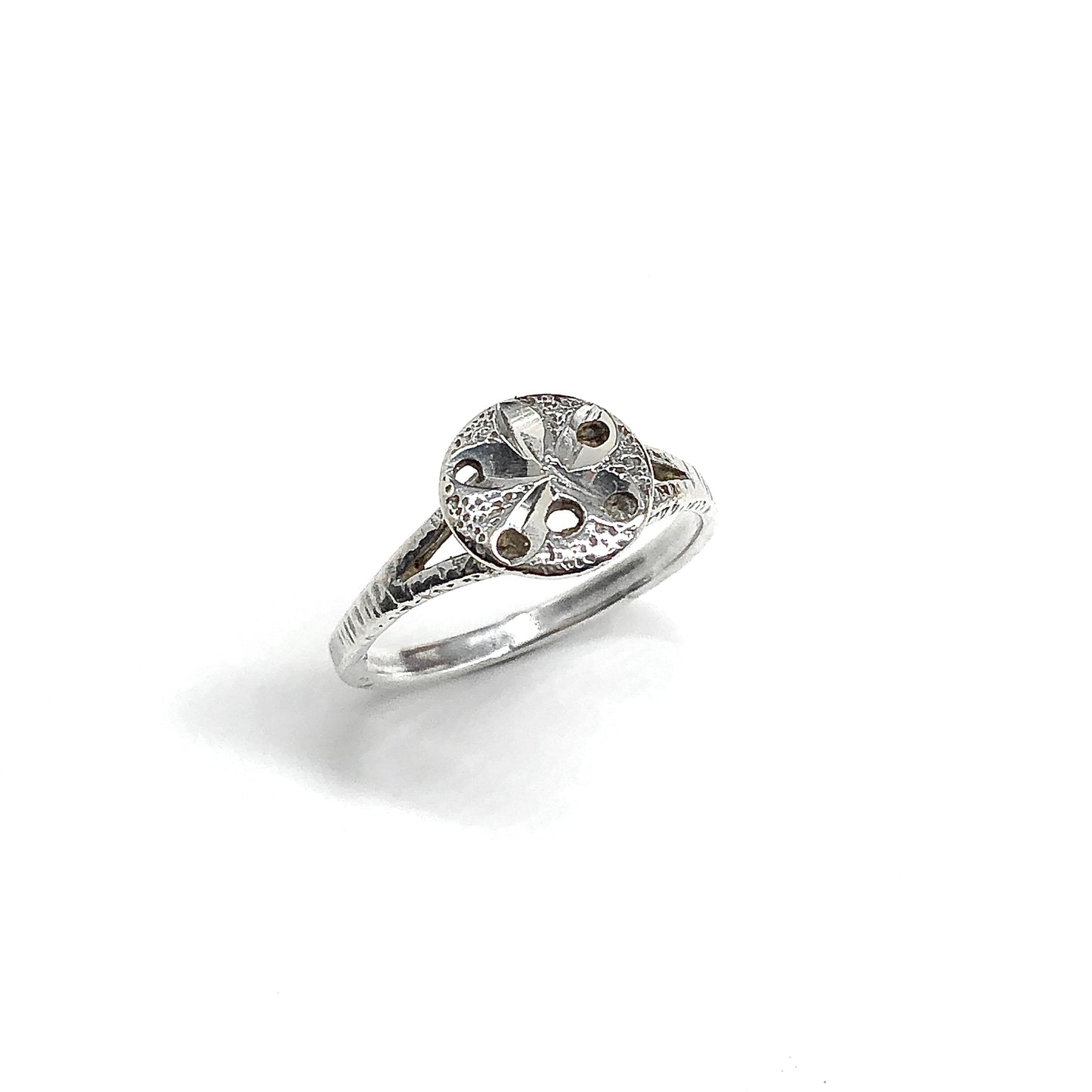 Sterling Silver Sand dollar Ring, Vintage 80s Beach Style Jewelry, Womens Sterling Silver Ring