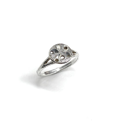 Sterling Silver Sand dollar Ring, Vintage 80s Beach Style Jewelry, Womens Sterling Silver Ring