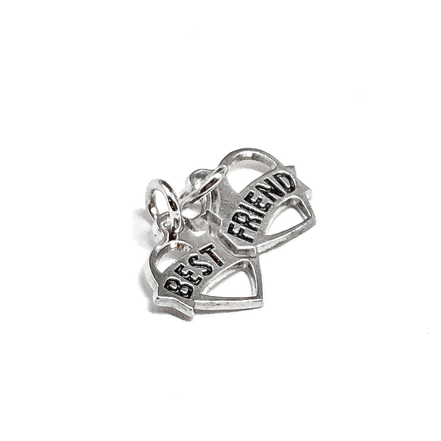 Silver 'Best Friend' heart-shaped charms for sale