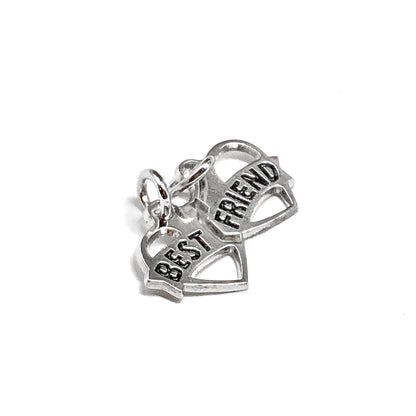 Silver 'Best Friend' heart-shaped charms for sale