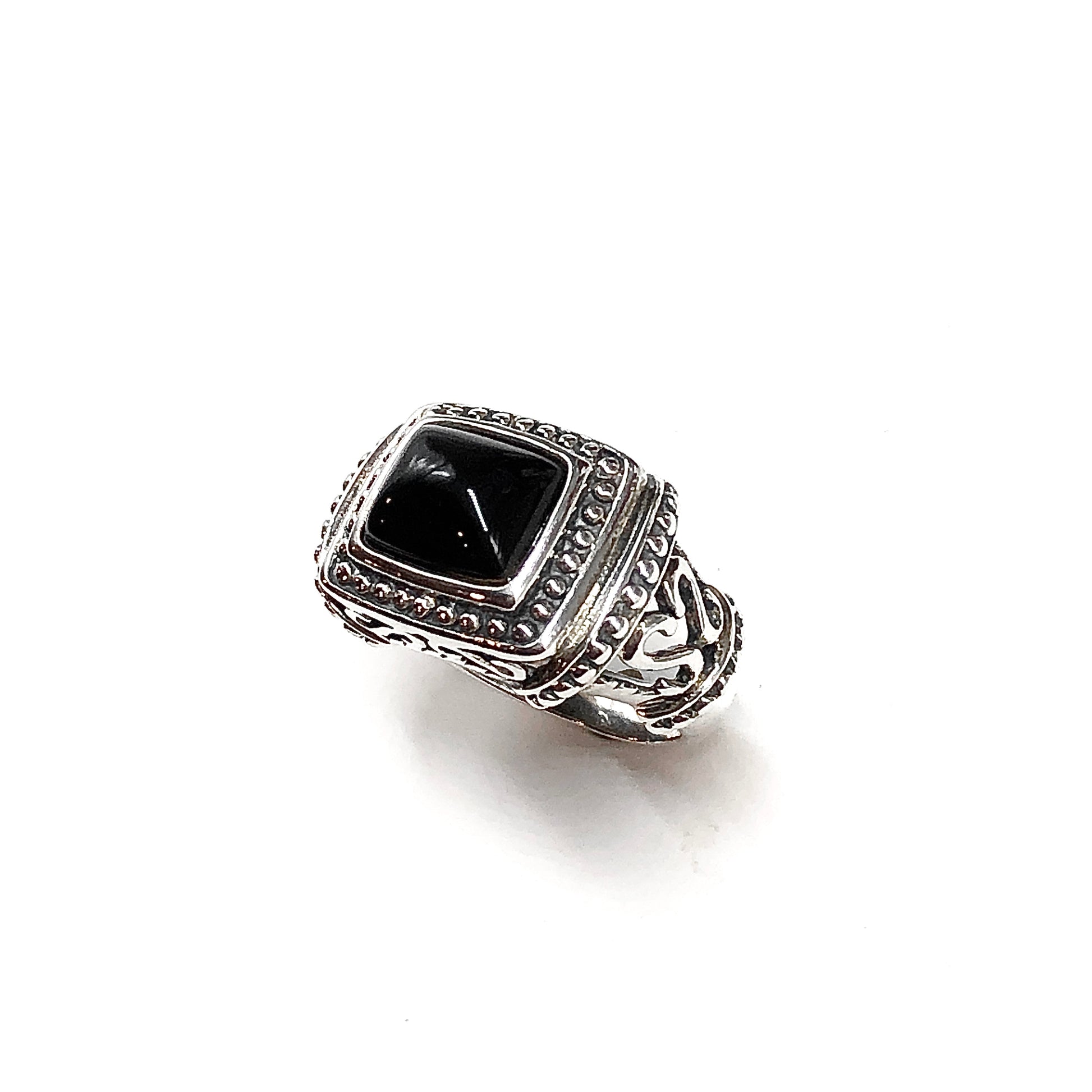Pic of a 925 Sterling Silver Black Stone Design Ring for Sale