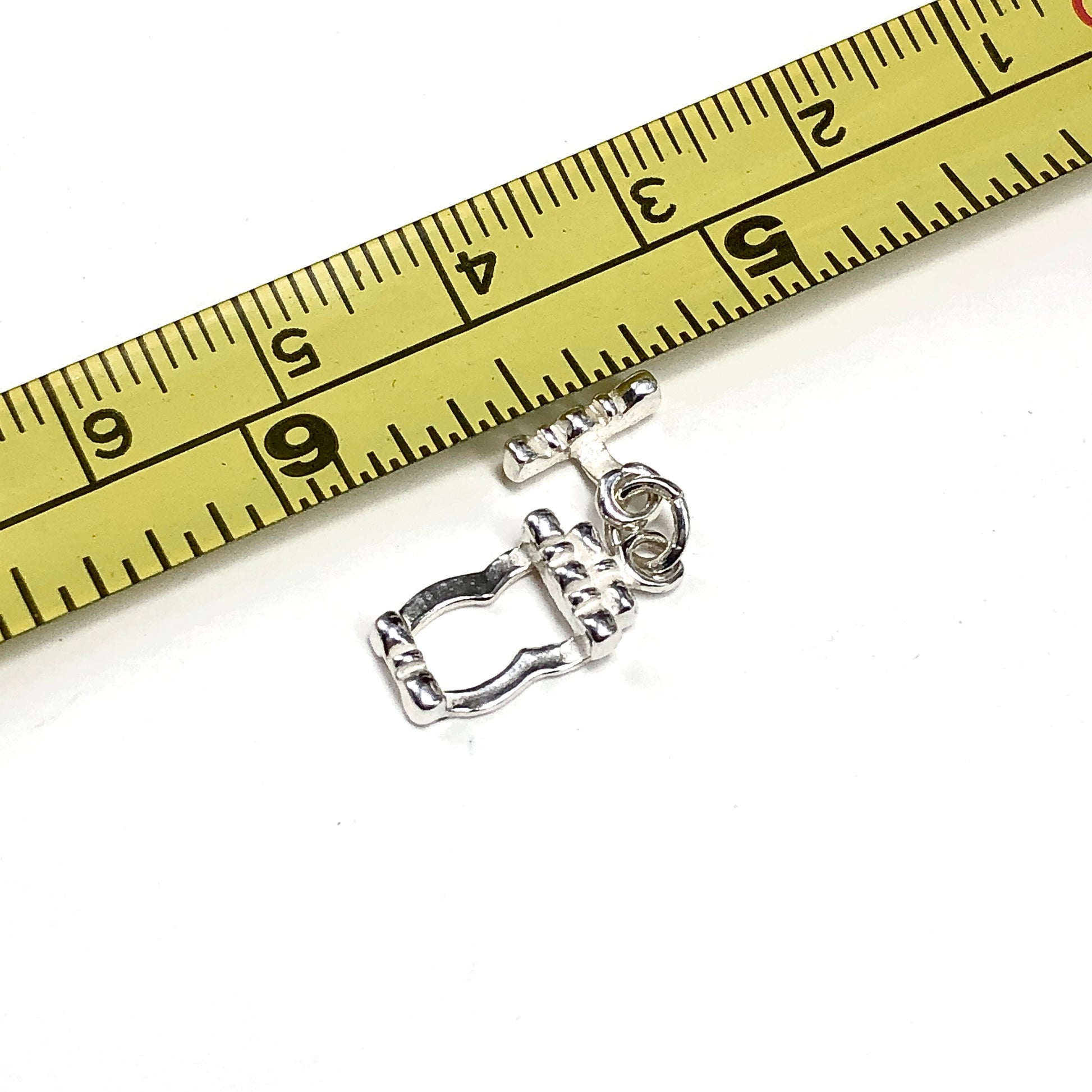Jewelry findings - Sterling Silver Bracelet Clasp Finding, 7mm Rectangular Bracelet or Necklace Sterling Silver Toggle Clasp Finding