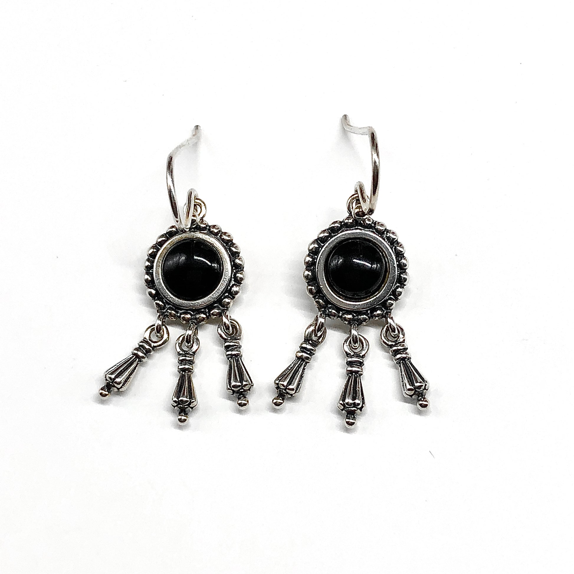Silver Earrings for Women - Boho Style Earrings, Fancy Black Stone Sterling Silver Chandelier Earrings, 925 Silver Jewelry online
