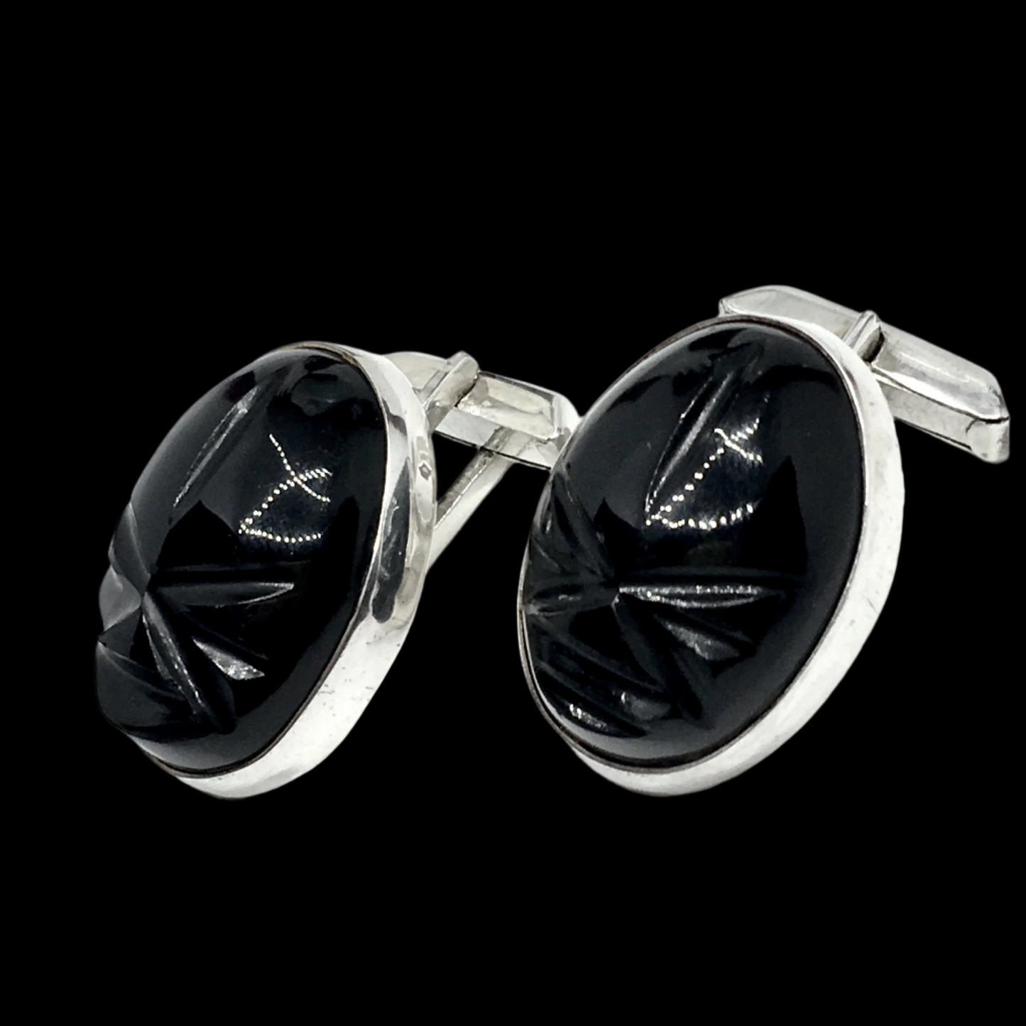 Antique solid silver cufflinks top