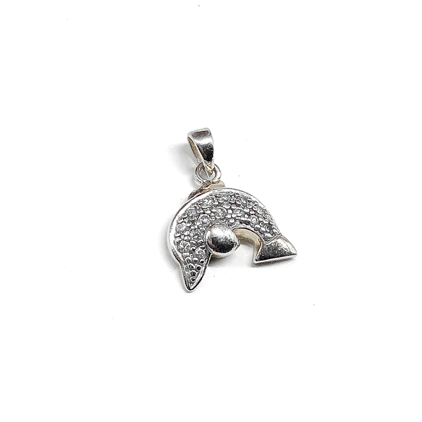 Silver pendant with intricate dolphin design