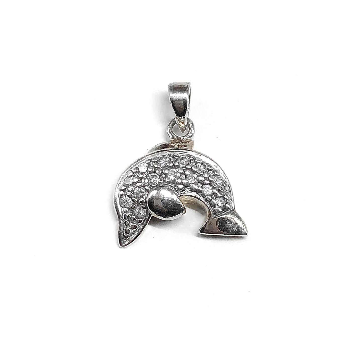 Sterling Silver Dolphin Pendant, Womens Cute Dolphin Charm, Vintage Jewelry, Girls Silver Animal Charms