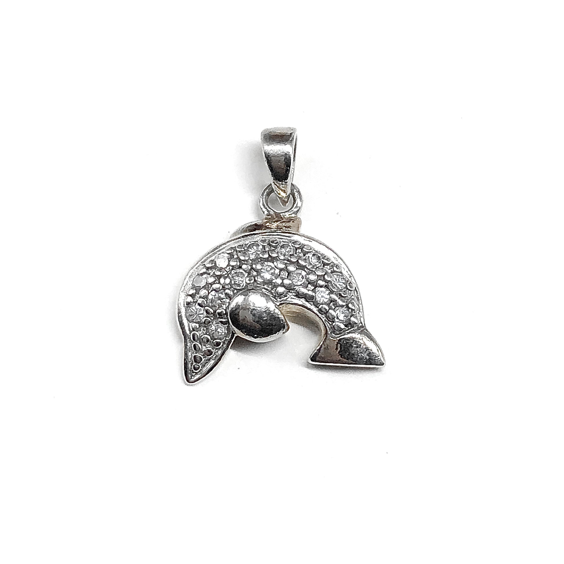 Sterling Silver Dolphin Pendant, Womens Cute Dolphin Charm, Vintage Jewelry, Girls Silver Animal Charms