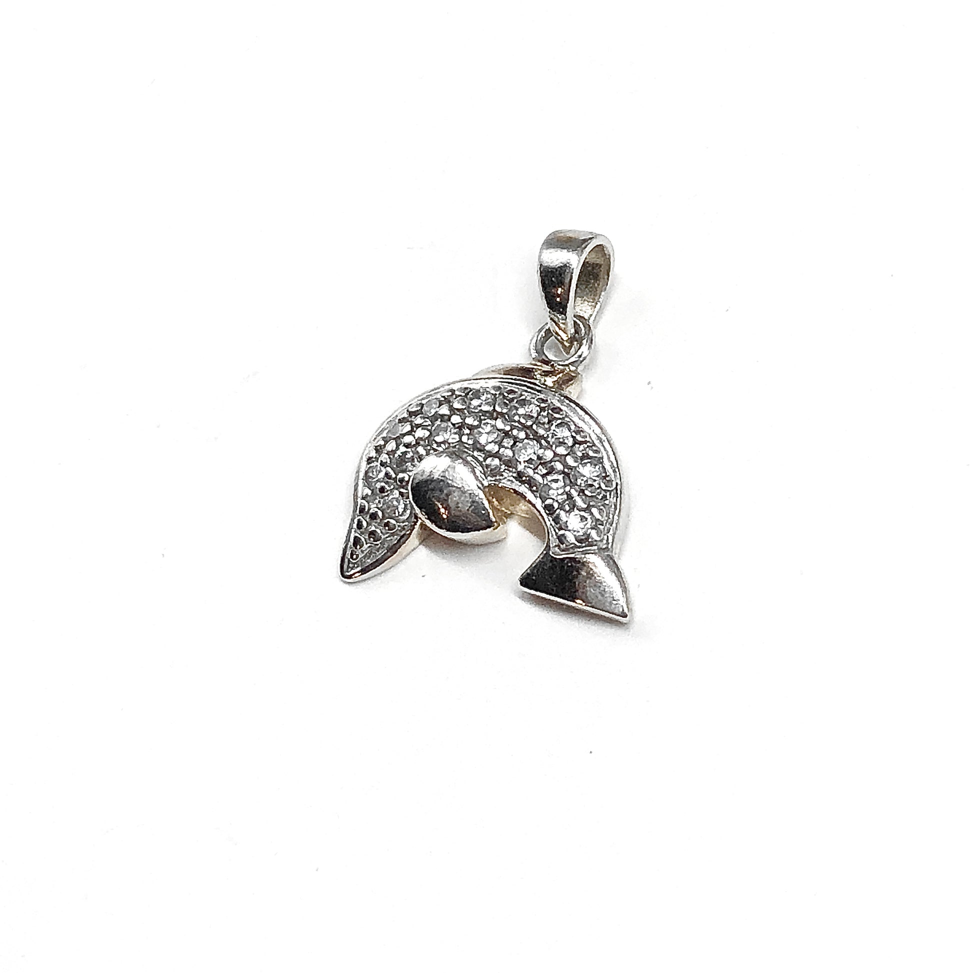 Silver dolphin pendant with clear stones, 925 sterling silver charms