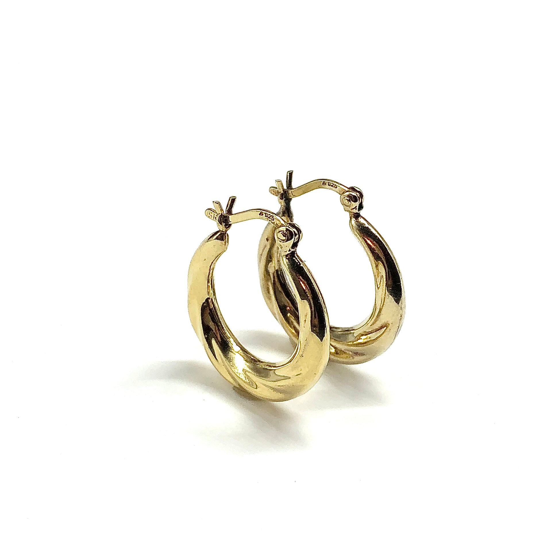 Sterling Silver Gold Plated Twisted Hoop Earrings