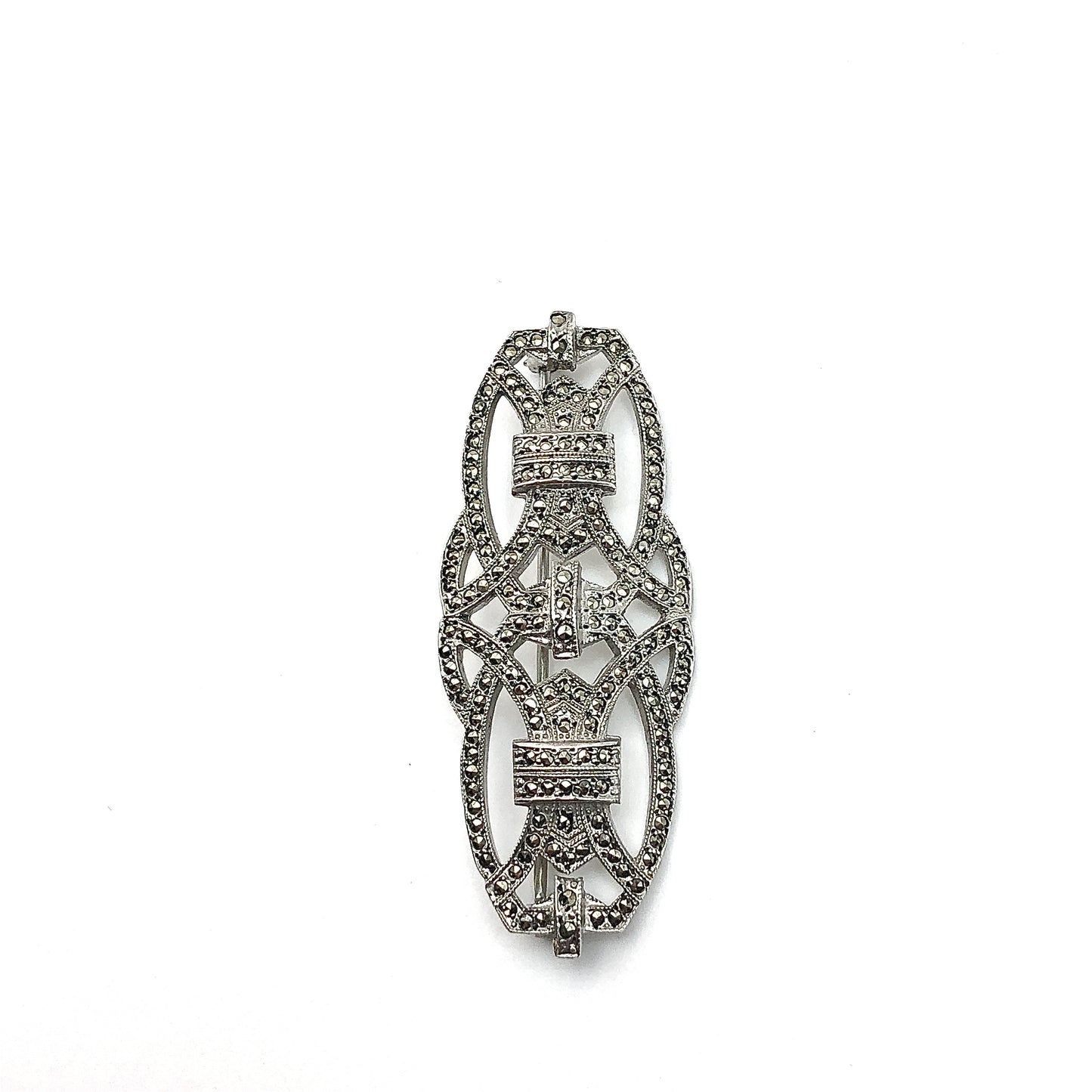 Sterling Silver Brooch, for Men or Women Marcasite Stone Infinity Filigree Brooch Pin