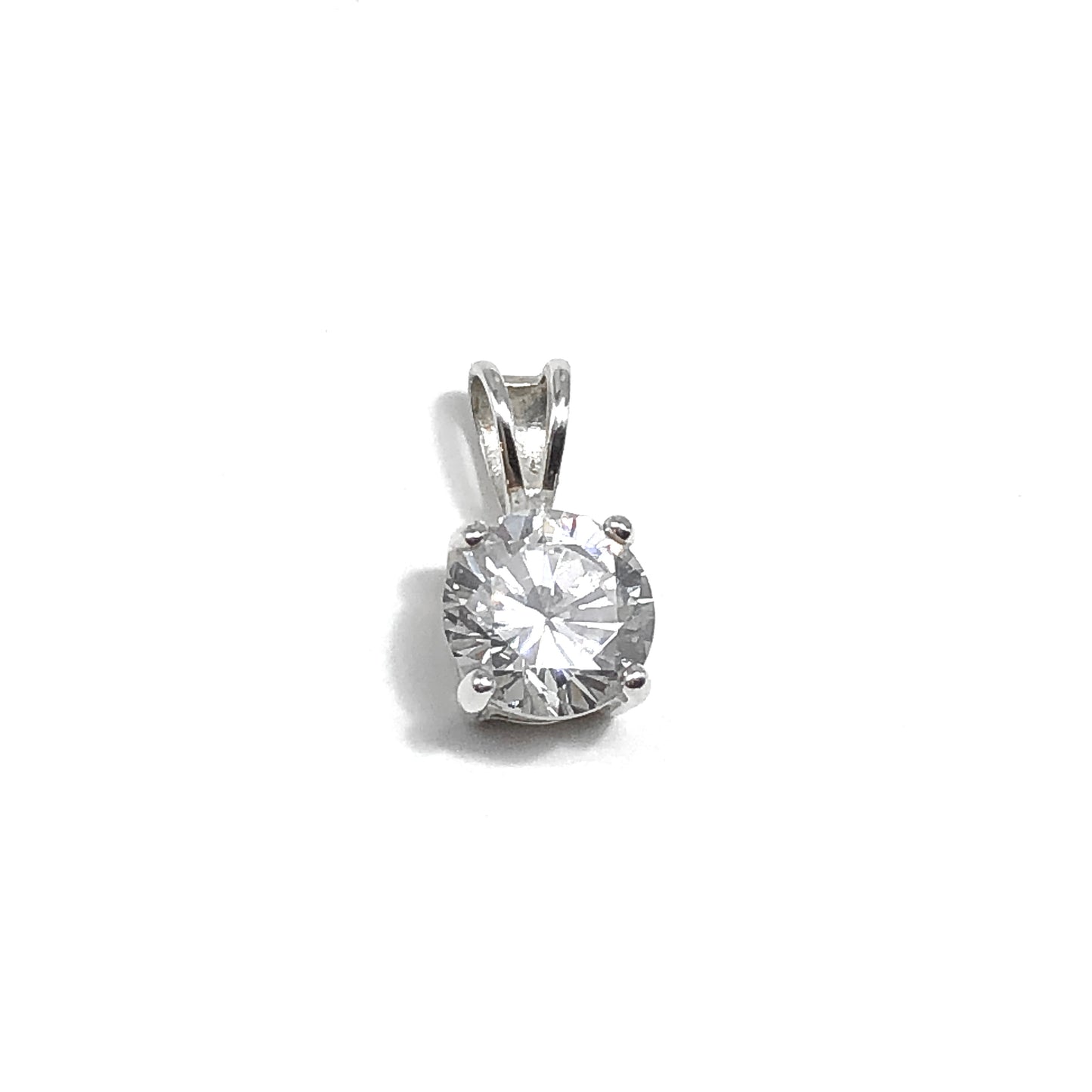 Sterling Silver Pendant Womens 7mm Sparkling Round Brilliant Cz Pendant