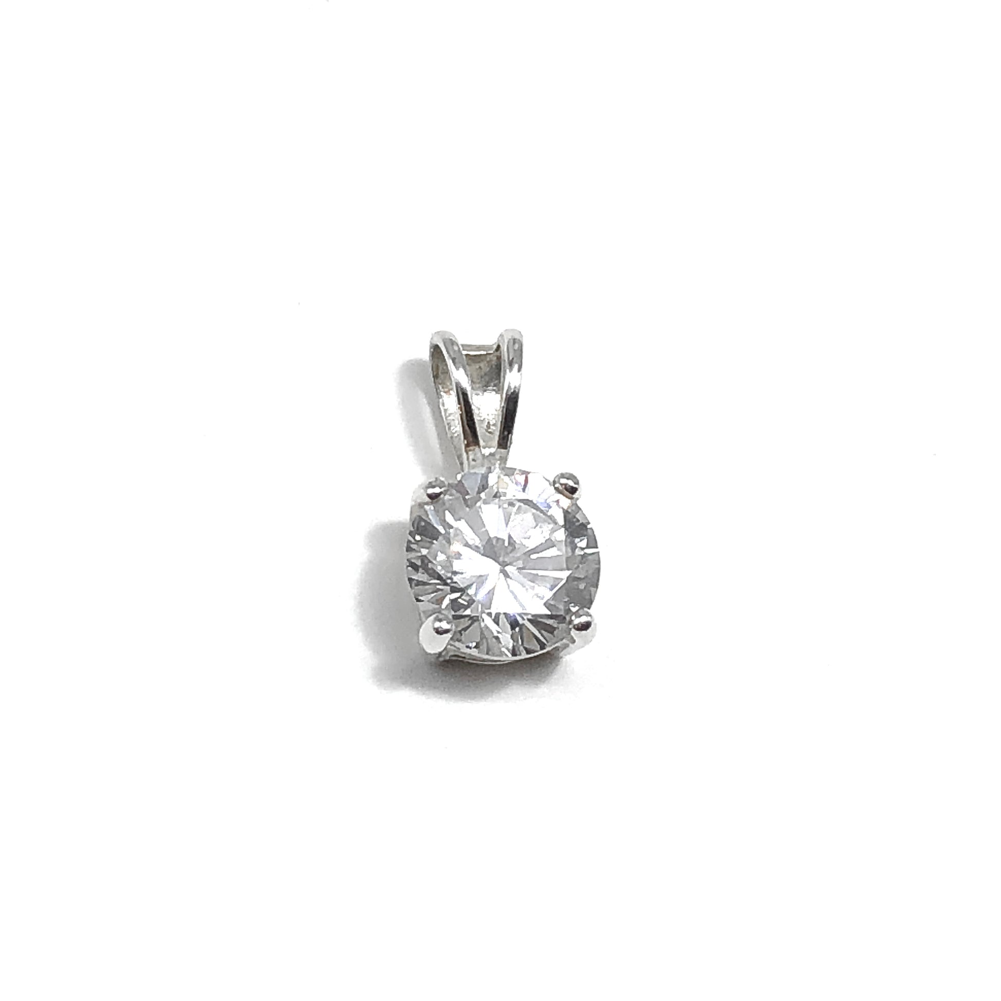 Sterling Silver Pendant Womens 7mm Sparkling Round Brilliant Cz Pendant