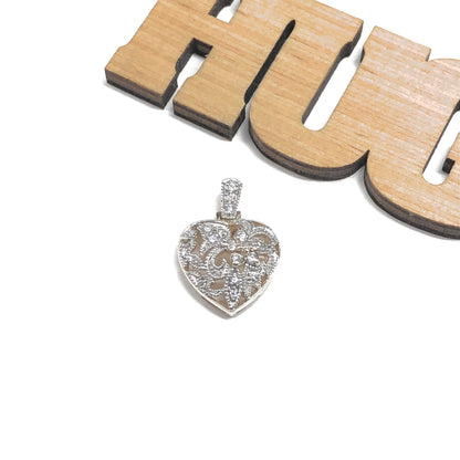 Wedding Jewelry - Lacy Paved Cz Sterling Silver Heart Pendant for Women