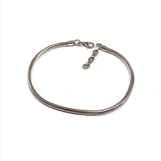 Sterling Silver Snake Chain Bracelet Adjustable 7.5"- 8.5"