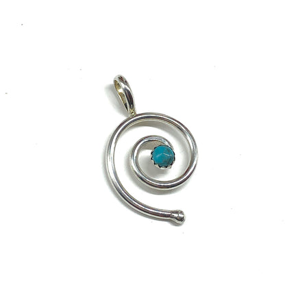 925 Silver spiral pendant with a turquoise stone