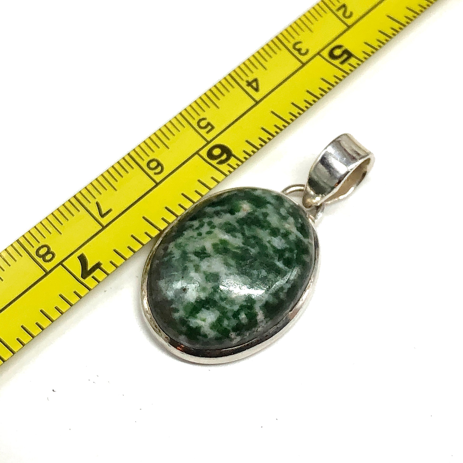 Sterling Silver Stone Pendant, Oval Amazonite Stone Silver Pendant for men or women