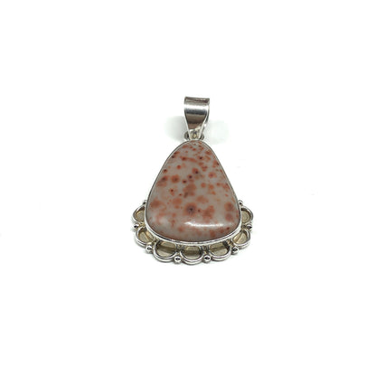 Sterling Silver Pendant, Burnt Orange Dot Jasper Stone 925 Silver Pendant