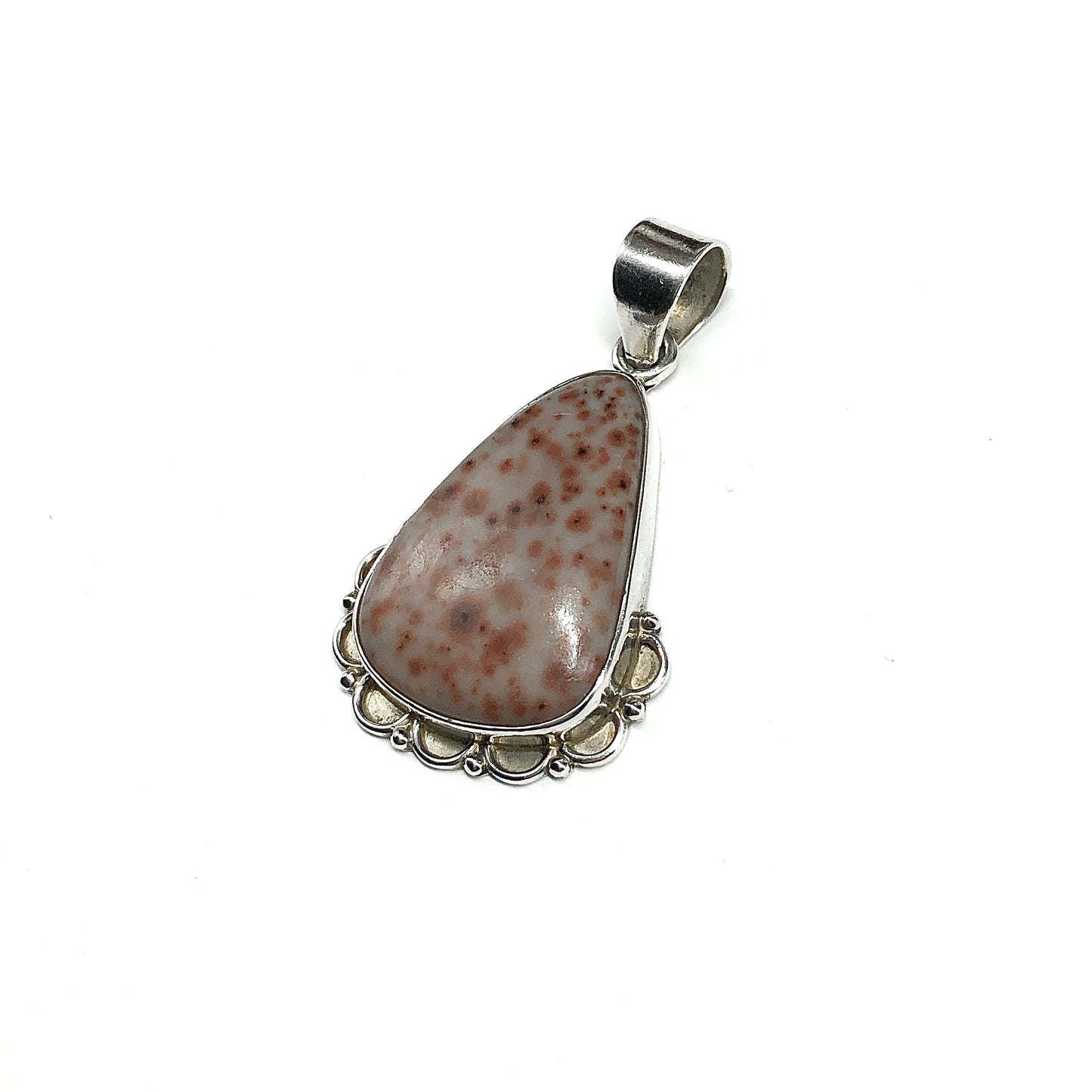 Unique Burnt Orange Speckled Jasper Sterling Silver Pendant