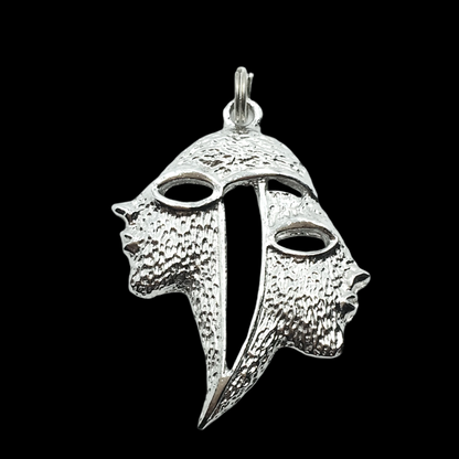 Unique Charm Modernist 2 Figure Tribal Design Sterling Silver Pendant