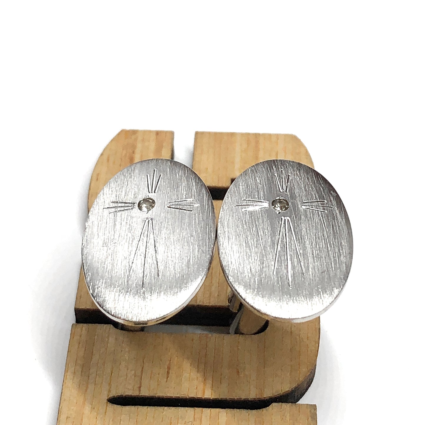 Mens Vintage Anson Cufflinks for Jacket or Shirt, Etched Cross Sterling Silver Cuff links