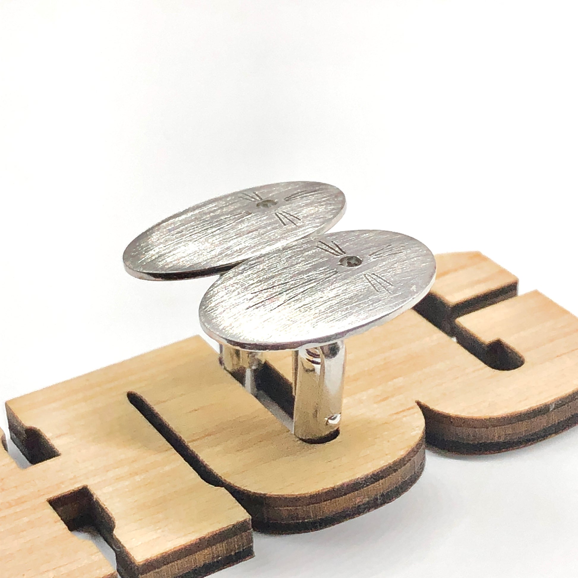 Mens Sterling Silver Oval Cuff links