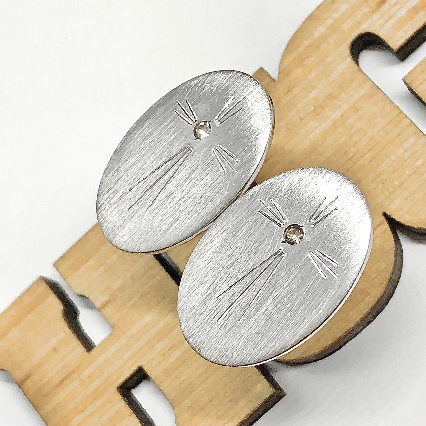 Mens Sterling Silver Oval Cuff links