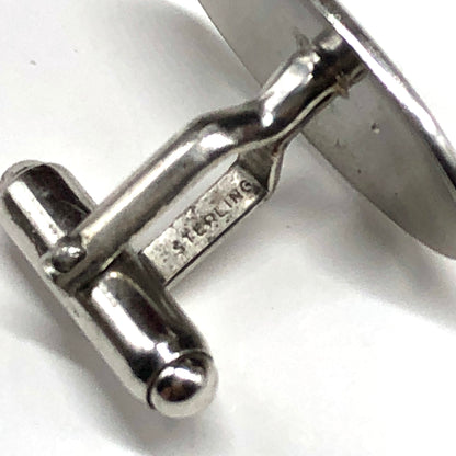 Vintage Sterling Silver Oval Cuff links