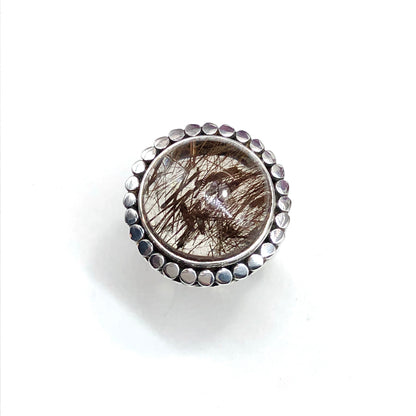 Big Stone Ring, Rutilated quartz 925 sterling silver ring