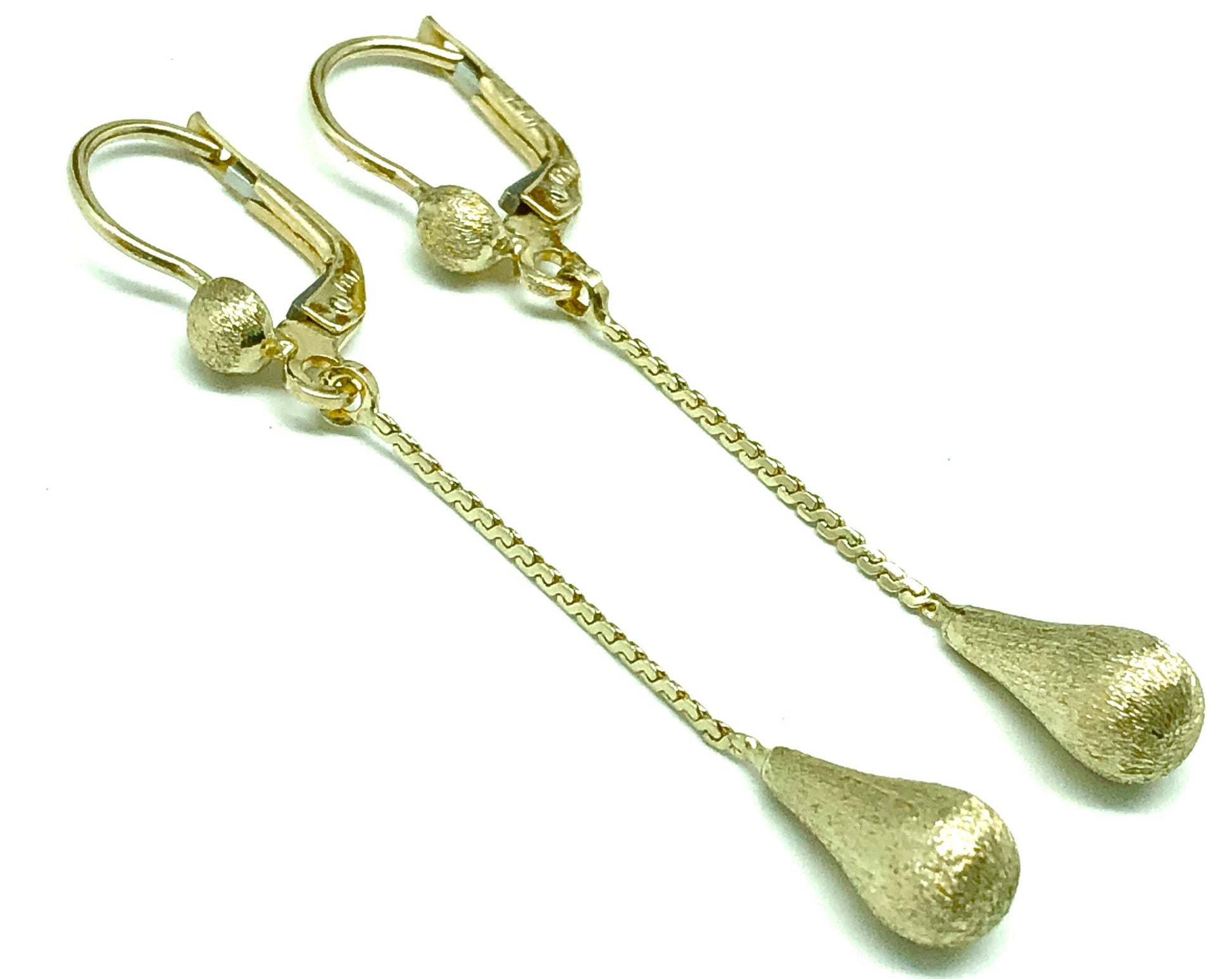 Fancy Earrings Womens 14k Gold 2" Slim Chain Dangle Earrings