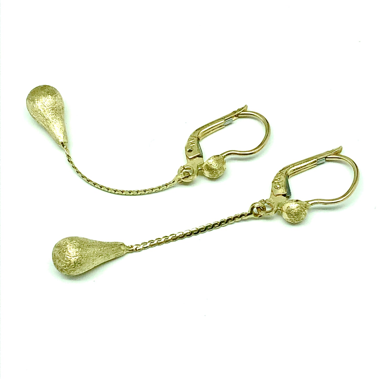 Dangle Earrings | Womens 14k Yellow Gold 2" Long Drop Earrings | Ear Jewelry