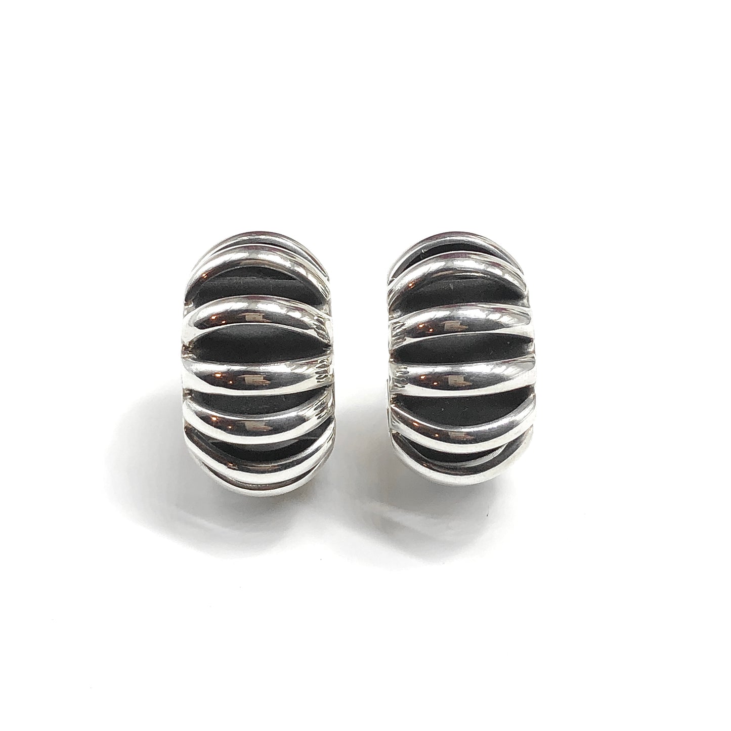 Vintage 80s Chunky Roly-poli Style Sterling Silver Hoop Earrings