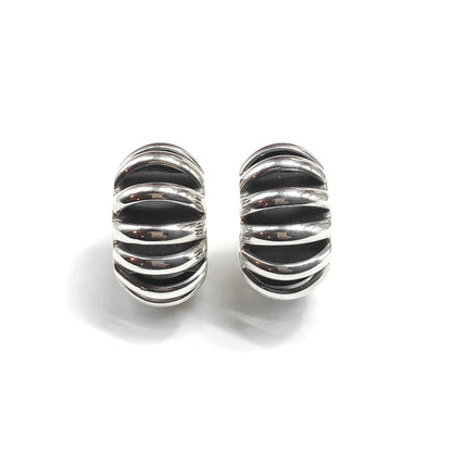Vintage 80s Chunky Roly-poli Style Sterling Silver Hoop Earrings