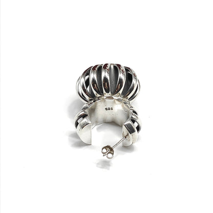 Vintage 80s Chunky Roly-poli Style Sterling Silver Hoop Earrings