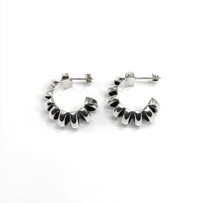 Vintage 80s Chunky Roly-poli Style Sterling Silver Hoop Earrings