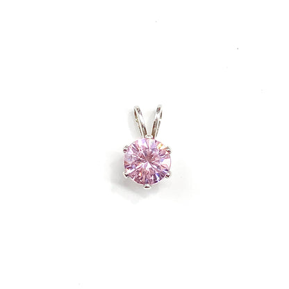 Vintage 90s Pink Cz Stone Sterling Silver Pendant