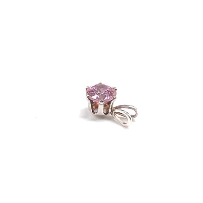 Vintage 90s Pink Cz Stone Sterling Silver Pendant