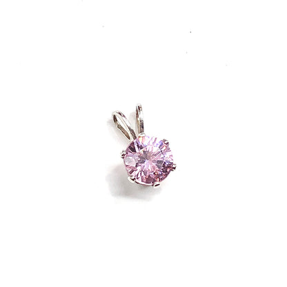 Vintage Pink Cz Stone Sterling Silver Pendant