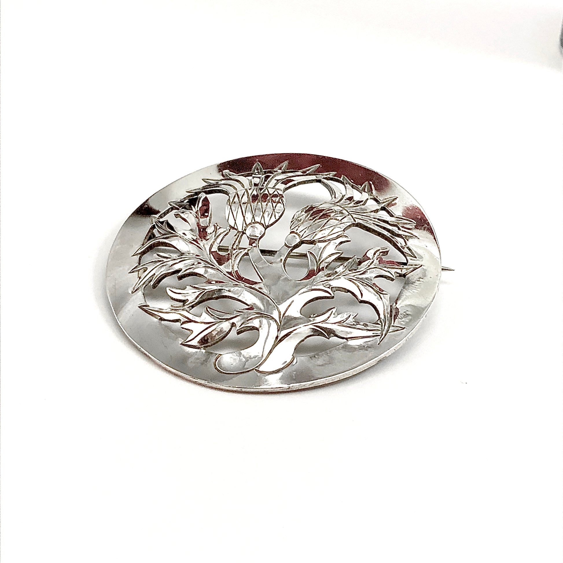 Vintage Sterling Silver Brooch Celtic Thistle Design