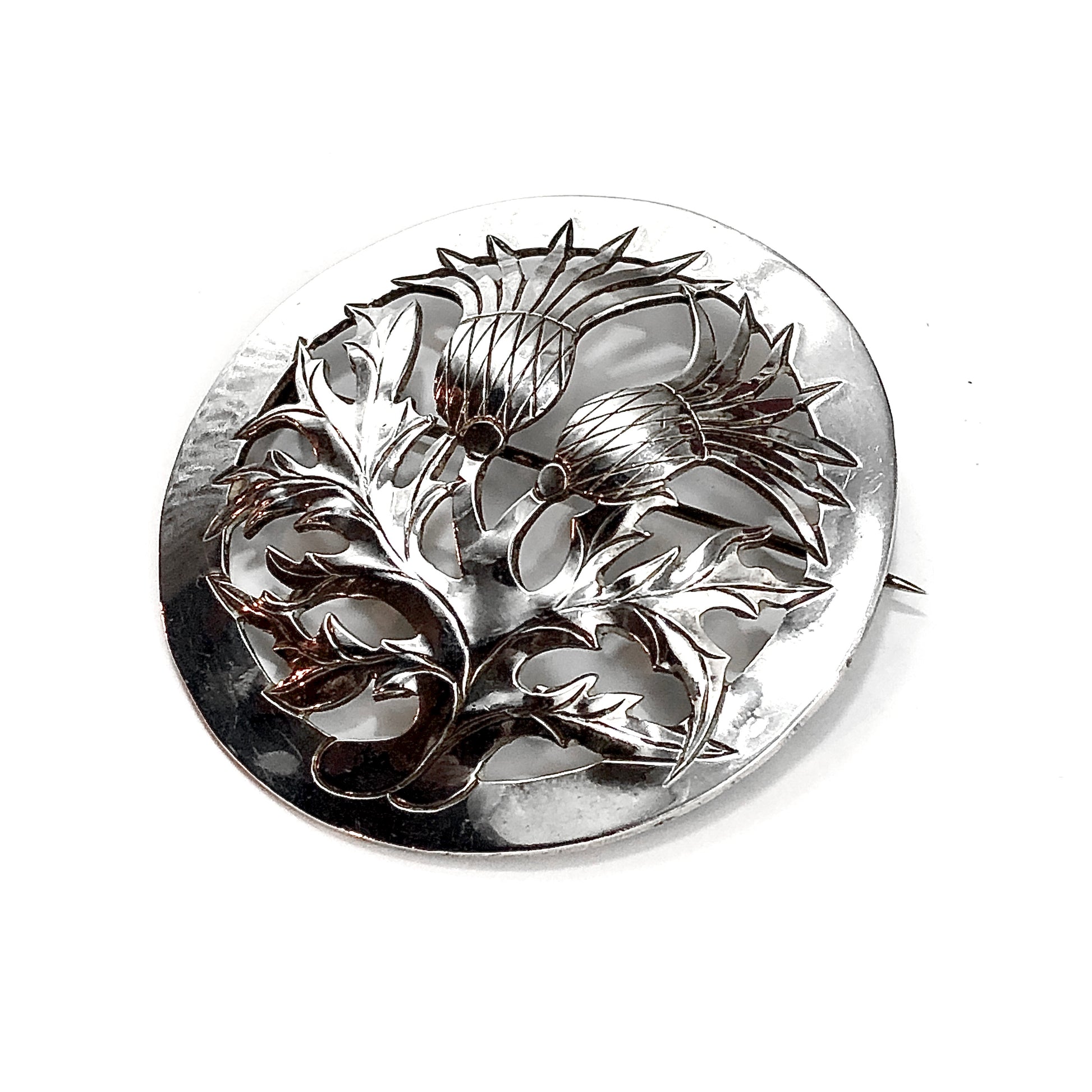 Vintage Sterling Silver Brooch Scottish Thistle Design