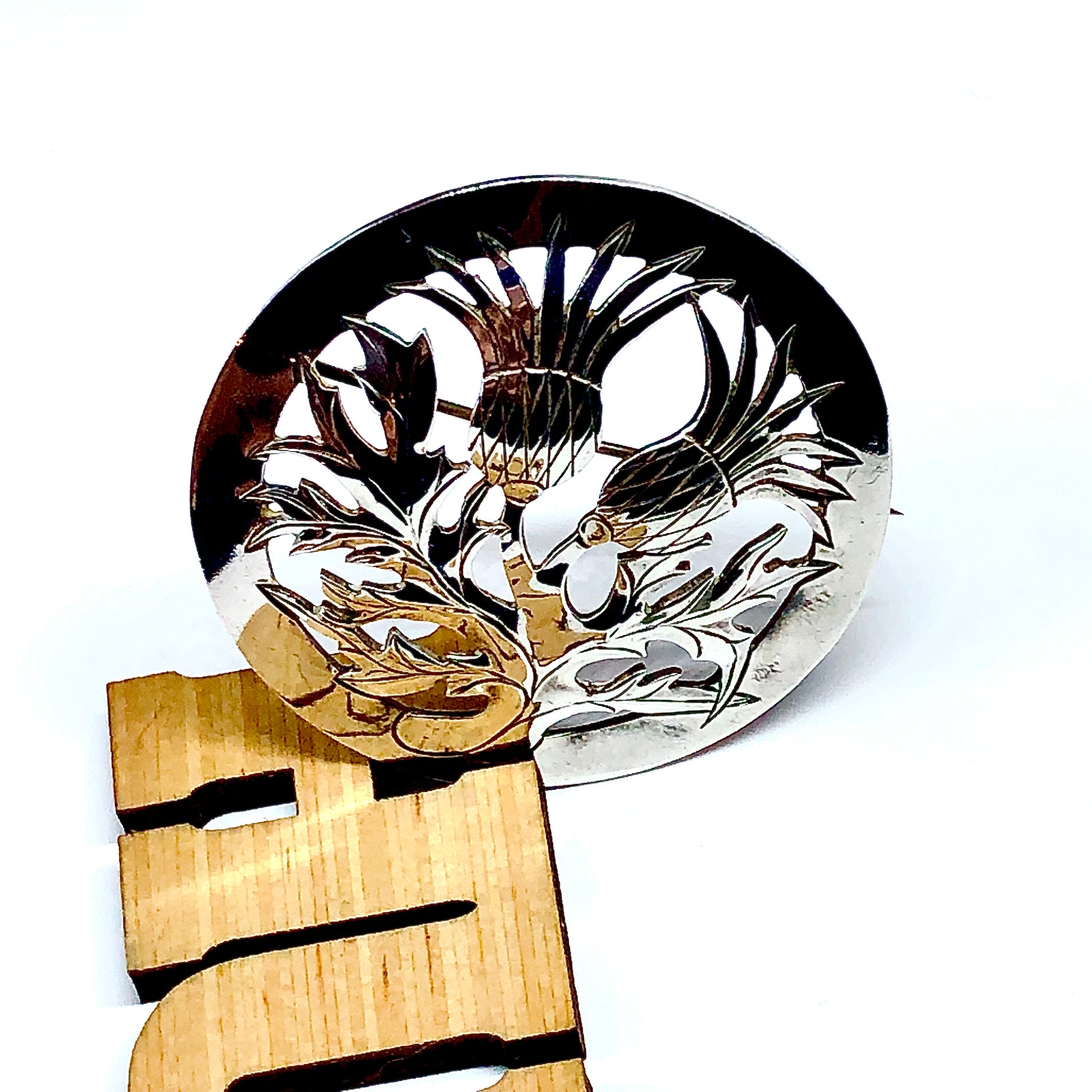 Vintage 925 Sterling Silver Brooch Scottish Thistle Design
